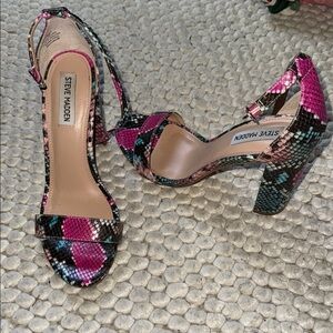 Steve Madden Pink and Blue Snake Print Heels